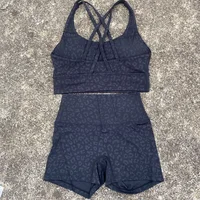 Ensemble de Yoga pour vélo de gymnastique, couleur unie, Legging court + soutien-gorge de sport croisé, survêtement athlétique pour femmes, entraînement complet, Jogging 6