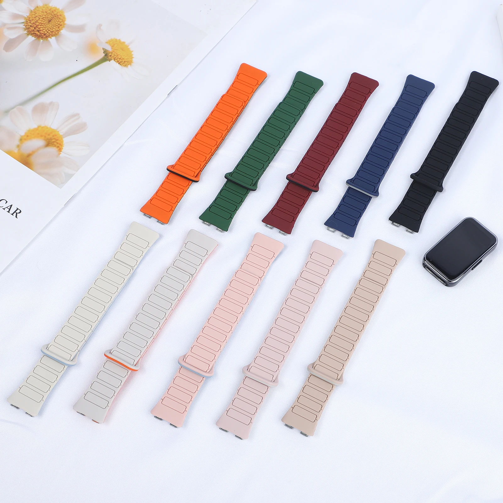 Adjustable Magnetic Silicone Strap for Smart Bands - Replacement Bracelet Accessory