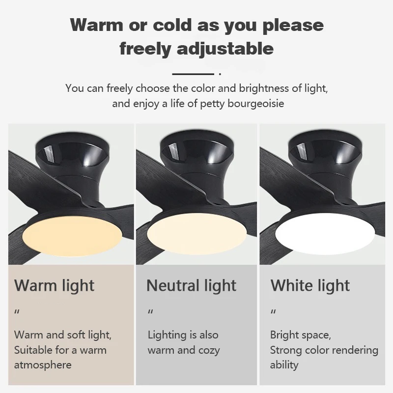 Smart LED Ceiling fan light 3 leaves Low Floor Strong Wind Low noise 6-Speed Timed Remote Control APP Simple Household Fan Lamp