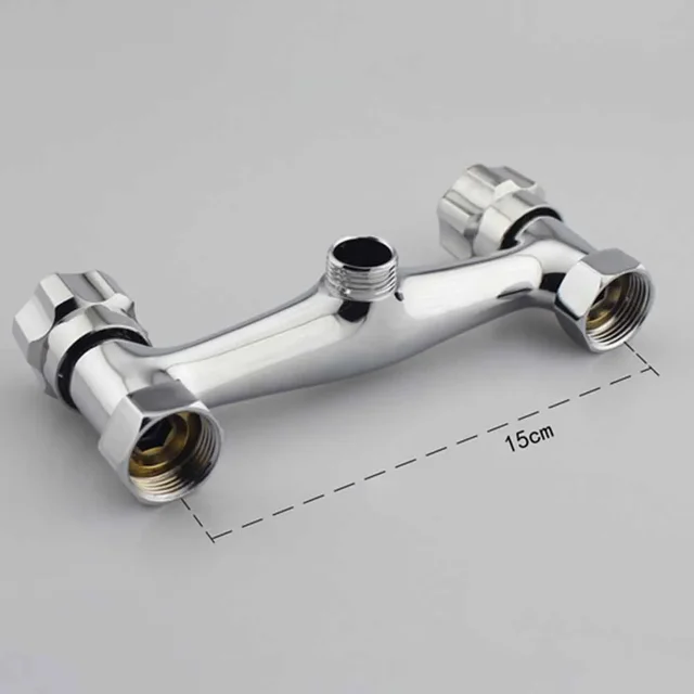 1PCS Shower Mixer Tap Copper Chrome Cold and Hot Twin Outlet In Wall Style Faucet For Bathroom Bar Kitchen Anti-reflux Tap 3