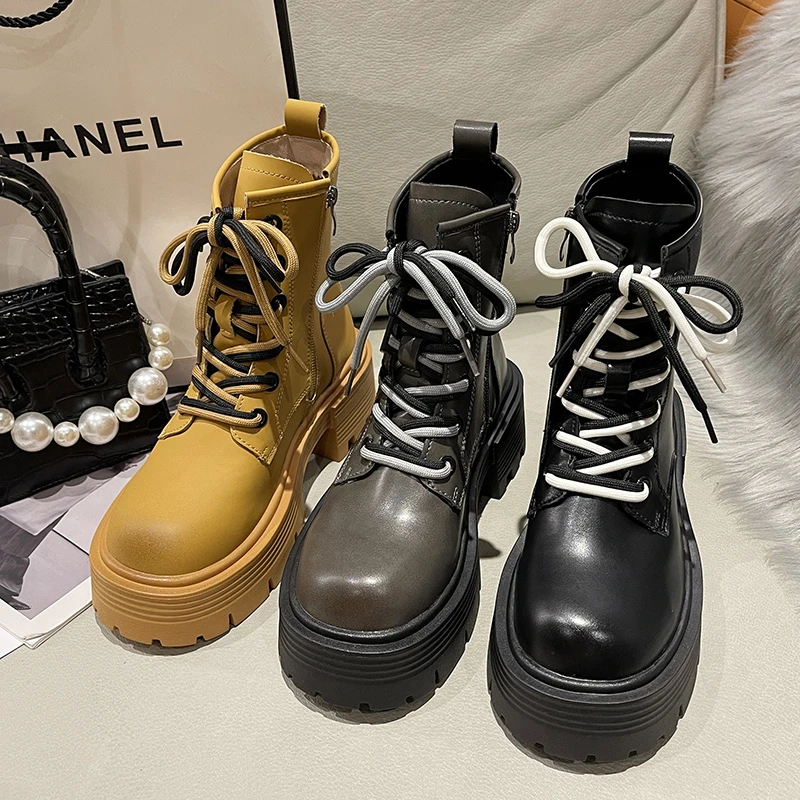 Rock Shoes Botines blancos para mujer, botas de tacón plano con punta redonda y cremallera media baja, estilo Retro, Lolita, para otoño, Fa, 2022| | - AliExpress