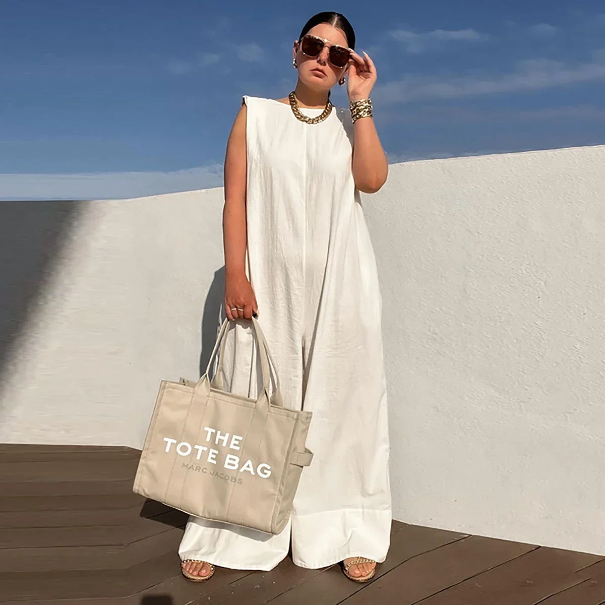 2024 New Solid Color Sleeveless Wide Leg Fitness Summer Fashion Female Loose White Black Casual Cool Jumpsuits for Women