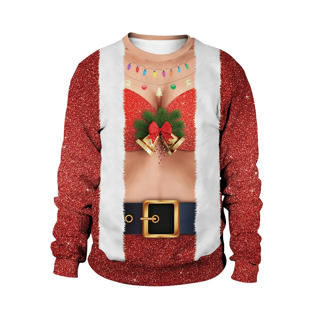 thumbnail image 1 of Suéter unisex con estampado navideño feo en forma de pulóver para hombres y mujeres, sudaderas divertidas en 3D, suéteres de otoño e invierno, jerséis, tops, 1 of 4