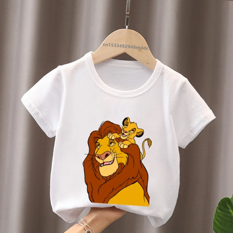 Hot Sale Lion King Simba and Nala Mufasa Print Kids T-Shirts Girls Clothes Baby Boys Short Sleeve T shirt Summer Children Tops 3