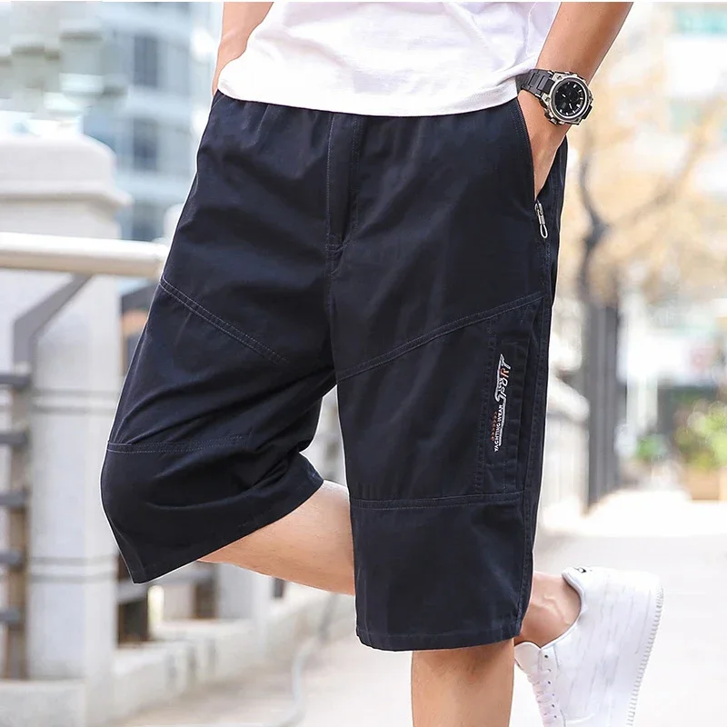 

Мужские летние шорты для мужчин среднего возраста, Капри, дышащие свободные повседневные рабочие брюки большого размера для папы, новинка 2023