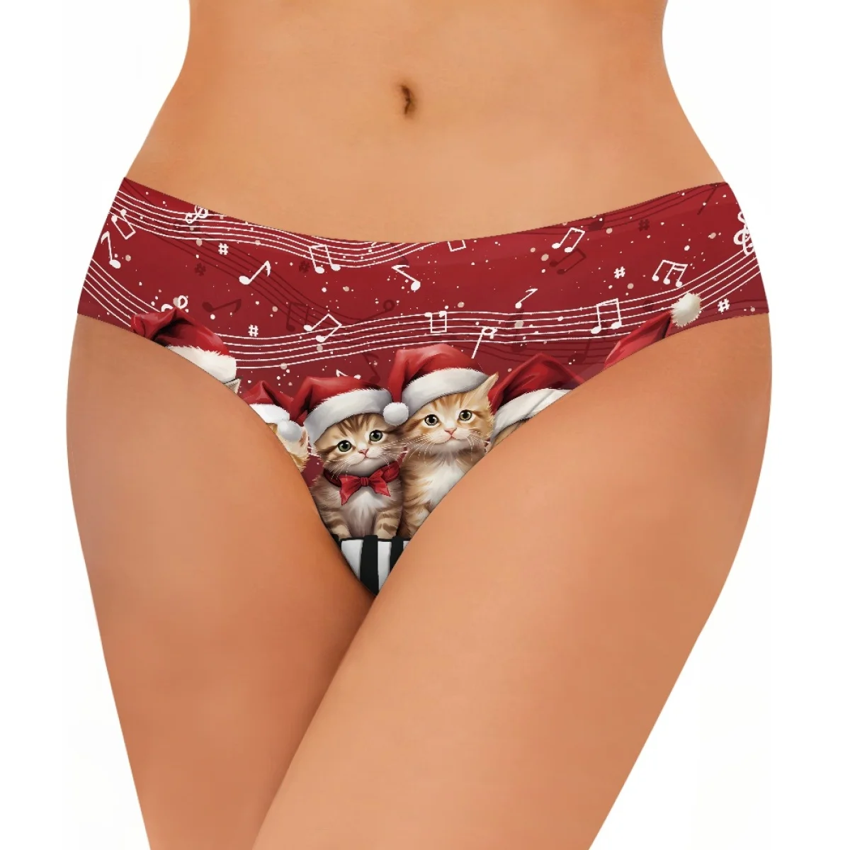 Cumagical 2024 New Year Christmas Women Underwear Lovely Cat Print