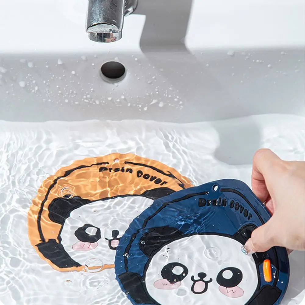PVC Cute Cartoon Floor Drain Cover Anti Odor Water Sink Plug Universal Shower Sewer Drain Pad with Handle Bathroom Supplies