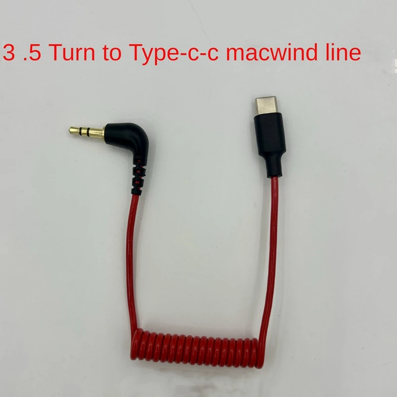 USB C To 3.5Mm Cable For RODE Wireless Go II, Coiled Right Angle TRS Male DAC AUX Adapter Audio Cord Replacement 5