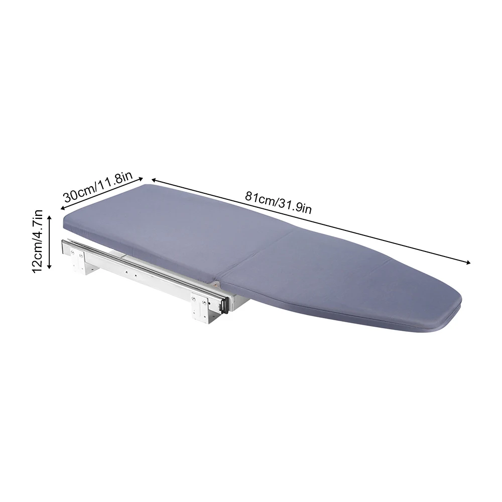 Foldable Ironing Board, Cabinet Mount, Push-Pull Sturdy Metal Frame 80x29.5cm / 31.5x11.6in (Gray)