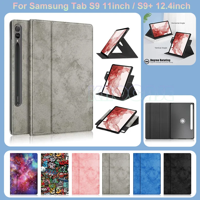 

For Samsung Tab S9 11inch X710 X716B X718U S9+ S9 Plus 12.4inch X810 X816U 360° Rotating Multi-Viewing Angles Stand Case Cover