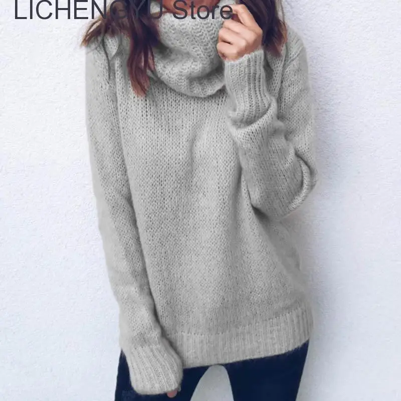 

New Autumn Winter Women Knitted Turtleneck Sweater Casual Soft Polo-neck Jumper Fashion Loose Femme Elasticity Pullovers