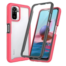 Premium 360° Shockproof Hybrid TPU/PC Case with Built-in Screen Protector - Crystal Clear for Poco M5s (Red)