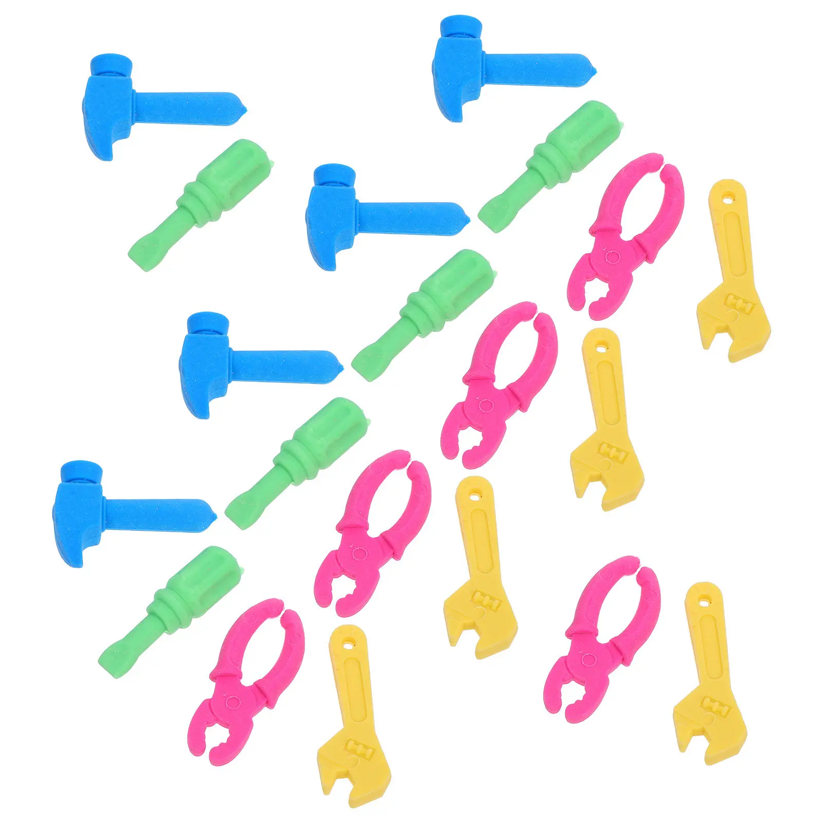 20Pcs 도구 모양의 지우개 렌치 드라이버 펜치 디자인 지우개 교실 보상용 생일 파티 선물 미술 그림 그리기