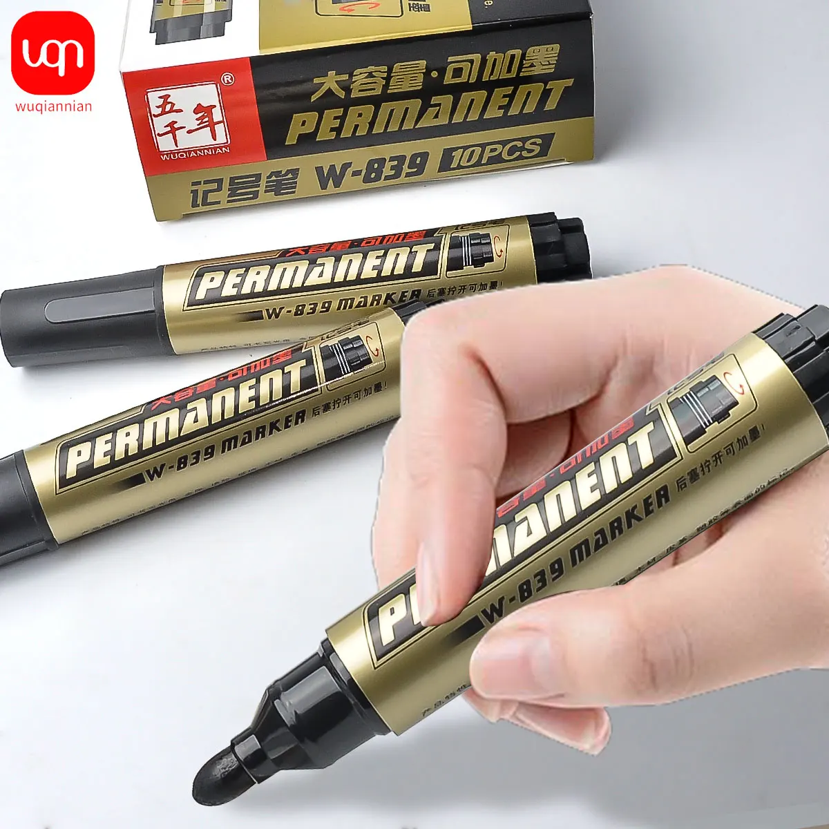 Large Capacity Marker Permanent Reusable Ink Large Marker Waterproof Pen Black Art Marker Student School