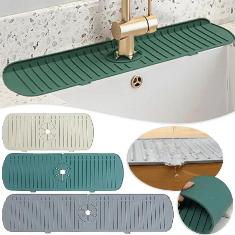 Sink Faucet Splash Guard Mat Silicone Kitchen Faucet Splash Pad Sponge Drain Pad Countertop Protector for Bath Kitchen Gadgets sink splashproof pad,sink splash guard,kitchen bathroom mat