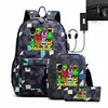 Spunki Backpacks 3pcs Simple Lightweight Capacity Teens Laptop School Bags Women Men Travel Fashion USB An-ti Lock Mochila 2