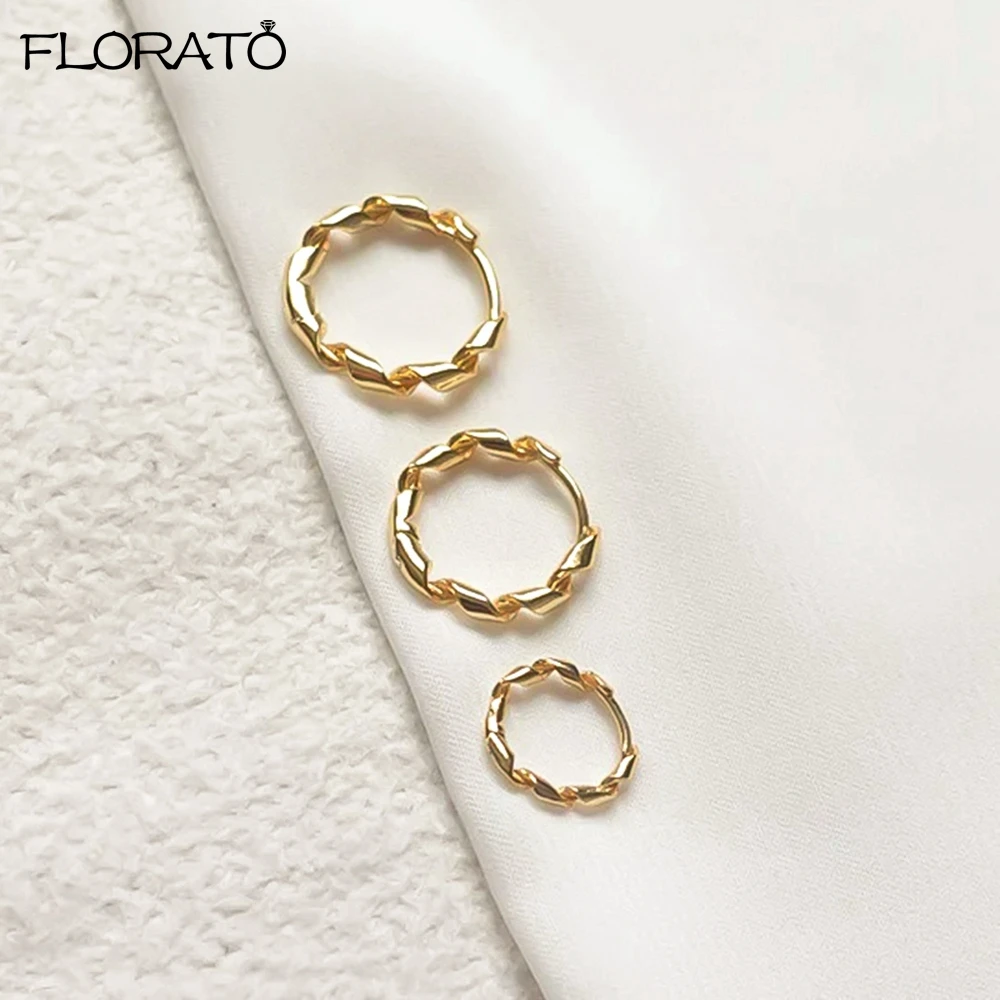 

925 Silver Needle 2023 New Fashion Retro 19/17/12mm Small Hoop Earrings for Women 18K Gold Spiral Twisted Earrings Trend Jewelry