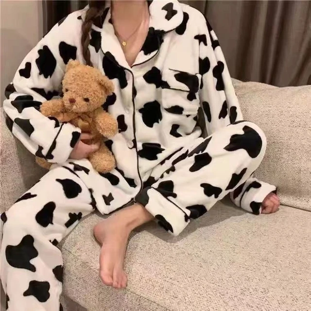 Pijamas Women Pyjamas Cute Cow Print Pajamas Casual Comfortable