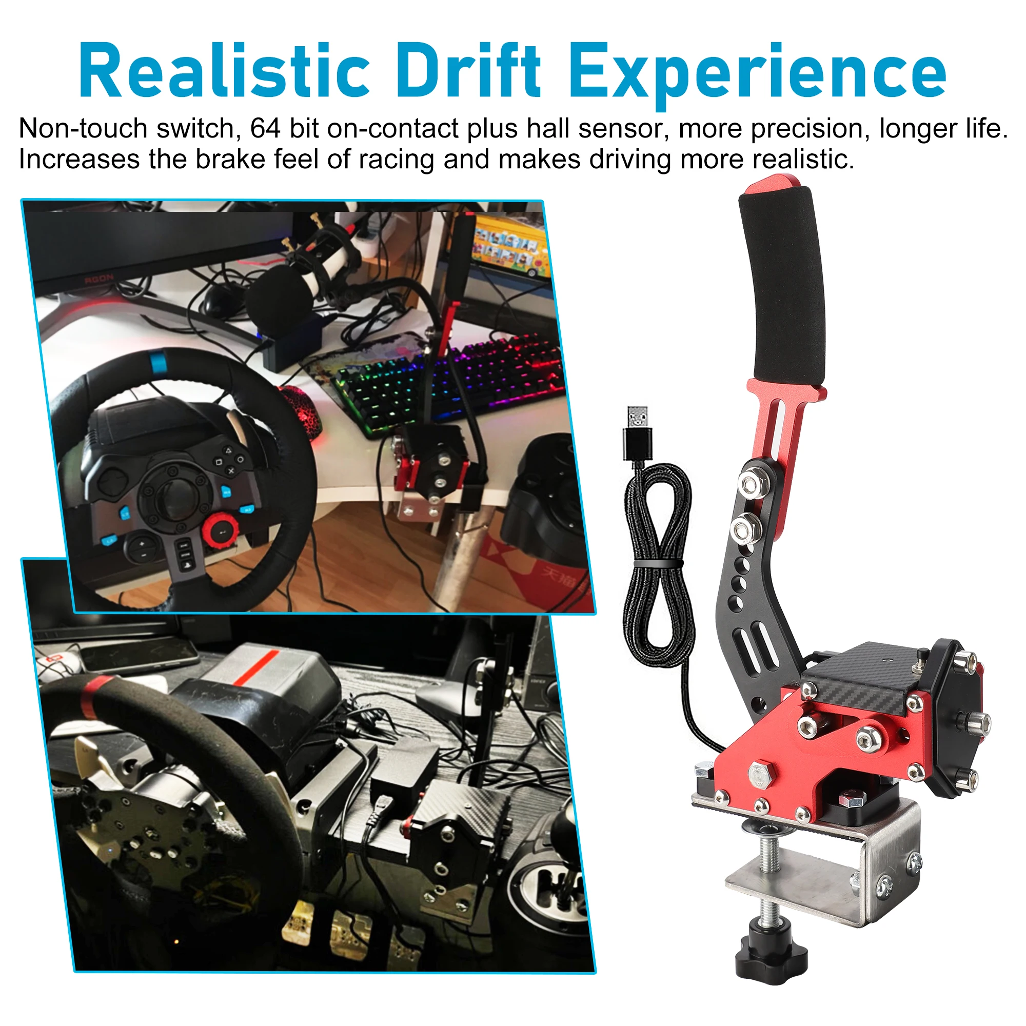 64 Bit Professional Gaming Peripherals With Clamp Handbrake Only for G920 For Xbox / Xbox series S / series X + PC