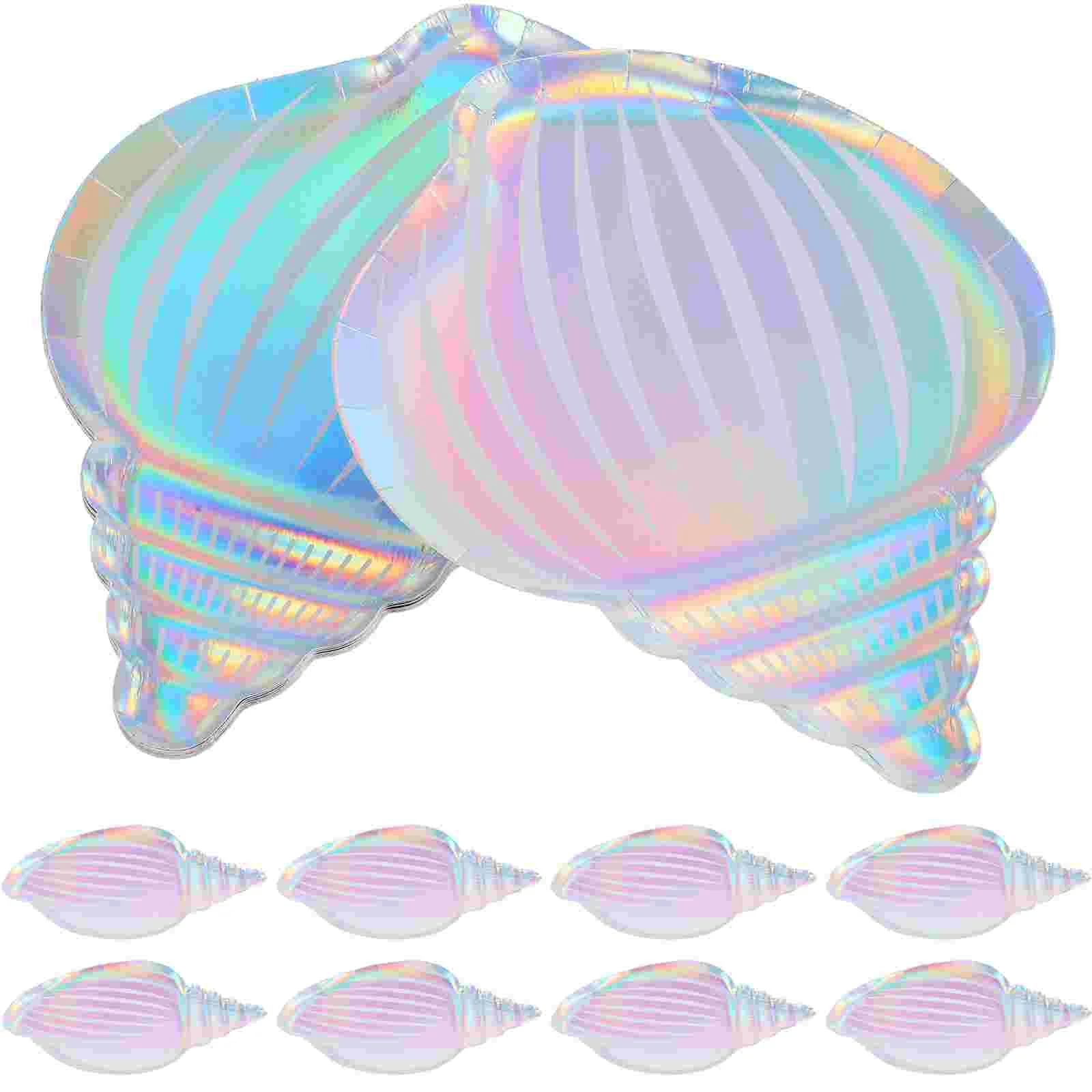 24 Pcs Seashell Paper Plates Disposable Party Supplies Cake Plates Snack Lightweight Proper Size Mermaid Dining