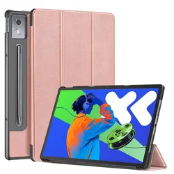 Premium Protective Case with Triple - Fold Stand and Smart Sleep/Wake Function for Xiaoxin Pad Pro 12.7 (Rose gold)