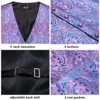 Wedding Purple Silk Men Vest Paisley Slim Fit Necktie Hankerchief Cufflinks Sets Male Sleeveless V-Neck Waistcoat Party Hi-Tie 5