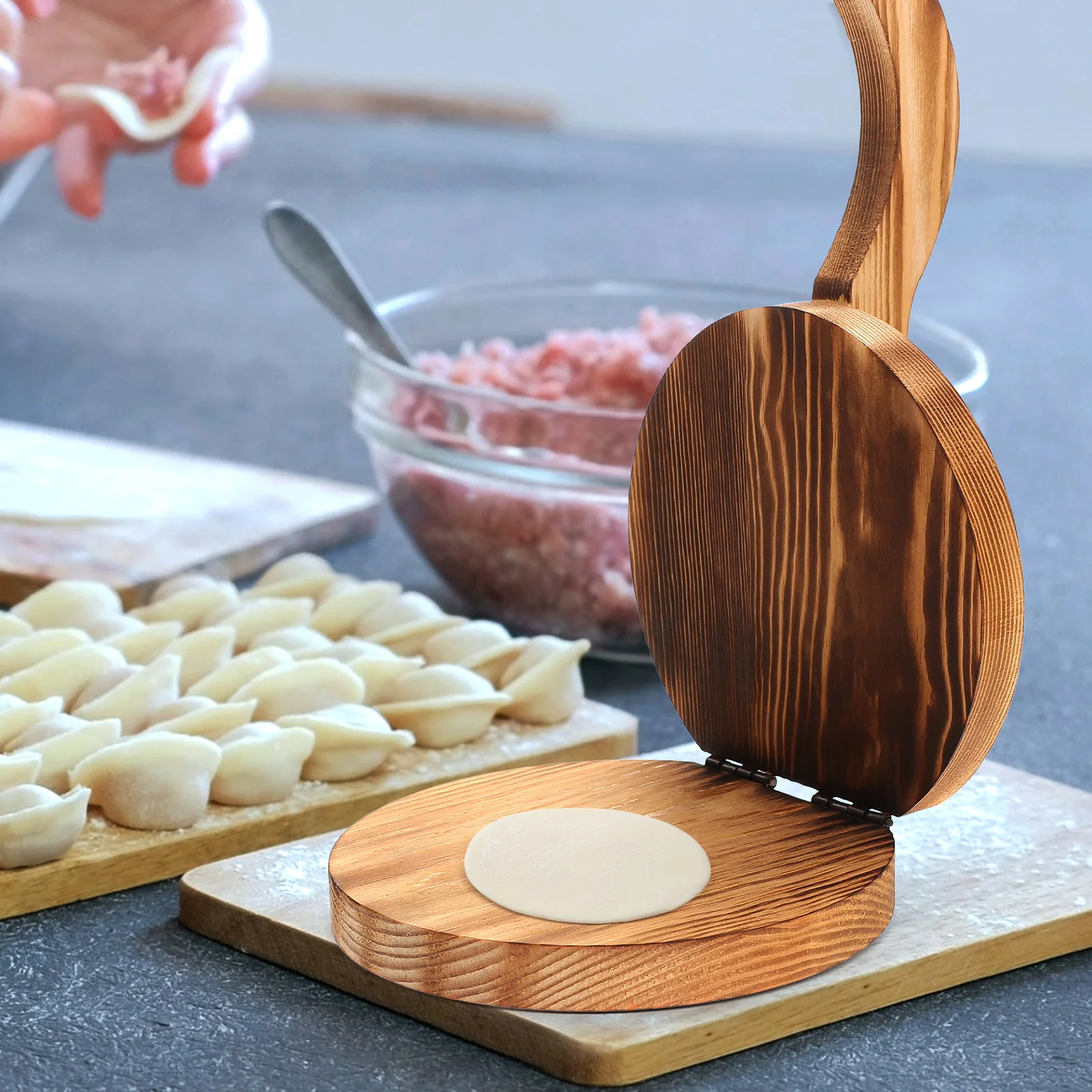 

Wooden Pressing Dumpling Skin Mold Noodle Bun Skin Press Tool Dumpling Wrapper Making Steamed Bread Pastry Kitchen Accessories