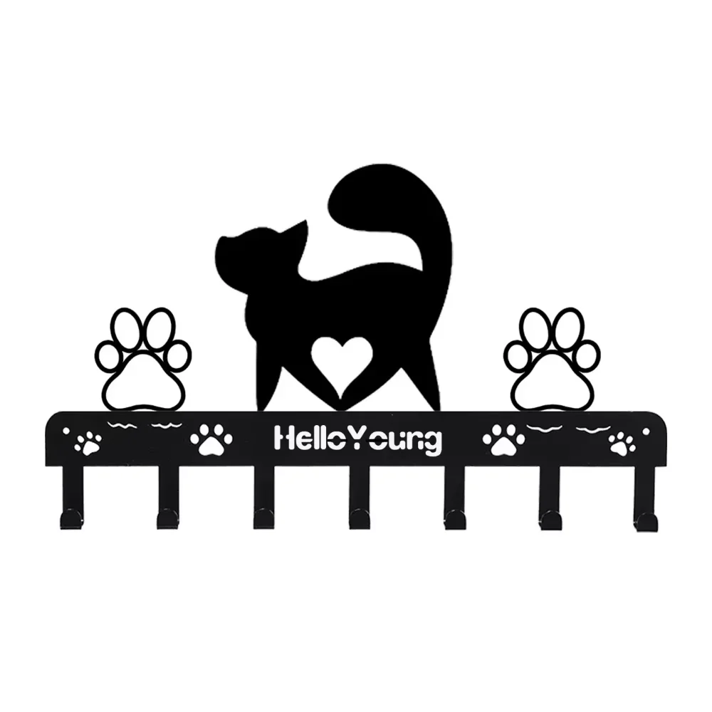 1pc Delightful Iron Art Metal Paw Pet Cat Hanger 7 Hooks Coat Key Lead Leash Wall Rack Holder Organizer Towel Rack Storage Rack 3