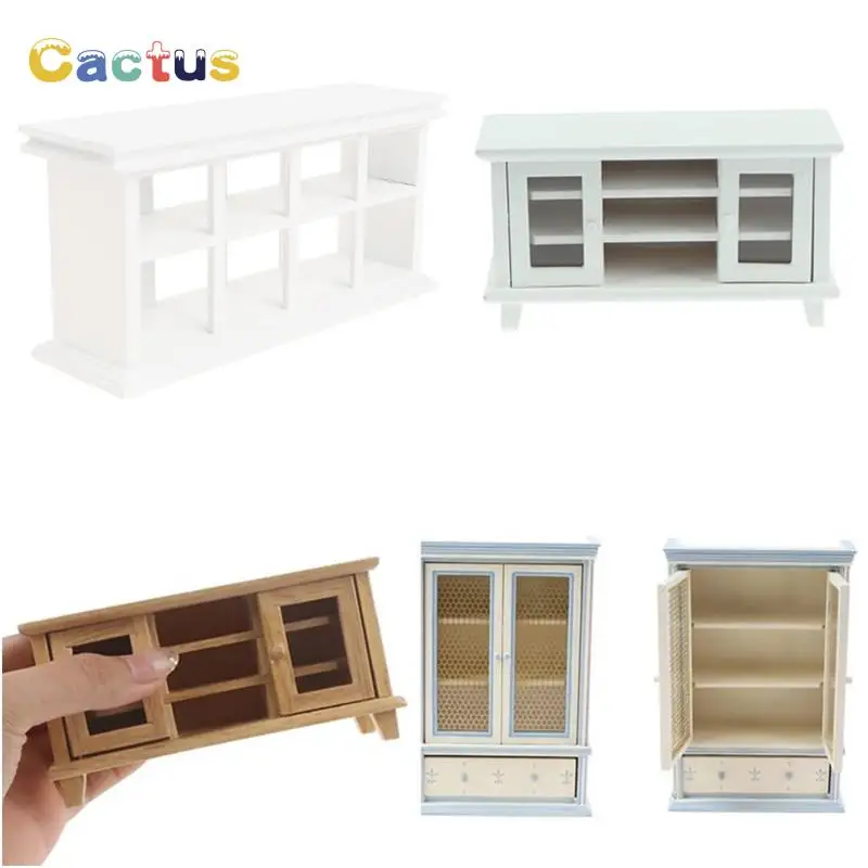 

New 1 Pc 1:12 Dollhouse Miniature Wooden White Cake Cabinet Display Cabinet Model Toys 15*4.5*7.3CM