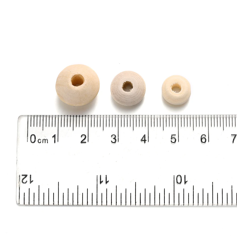 100/200 Teile/los Natürliche Holz Spacer Perlen Flache Form Charme Holz Lose Perlen Für Schmuck Machen DIY Armband Schnuller clips – Detail 3