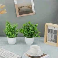 4pcs Mini Artificial Potted Plants Fake Bonsai Greenery for Home Office Farmhouse Bathroom Shelf Decor Indoor 3