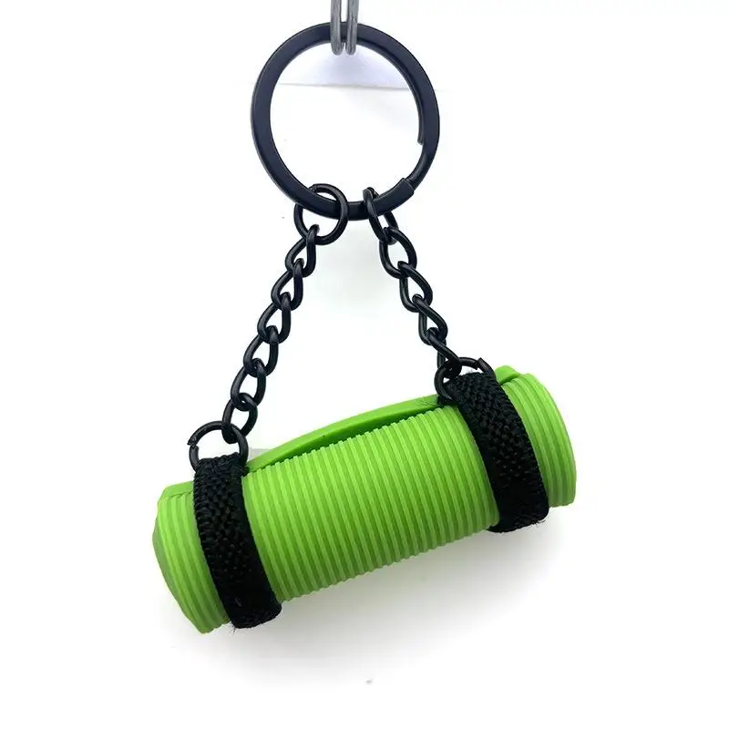 Yoga Mat Mini Foam Roller Keyring Sports Style Silicone Foam Keychain Trinket Creative How To Yoga Keychain