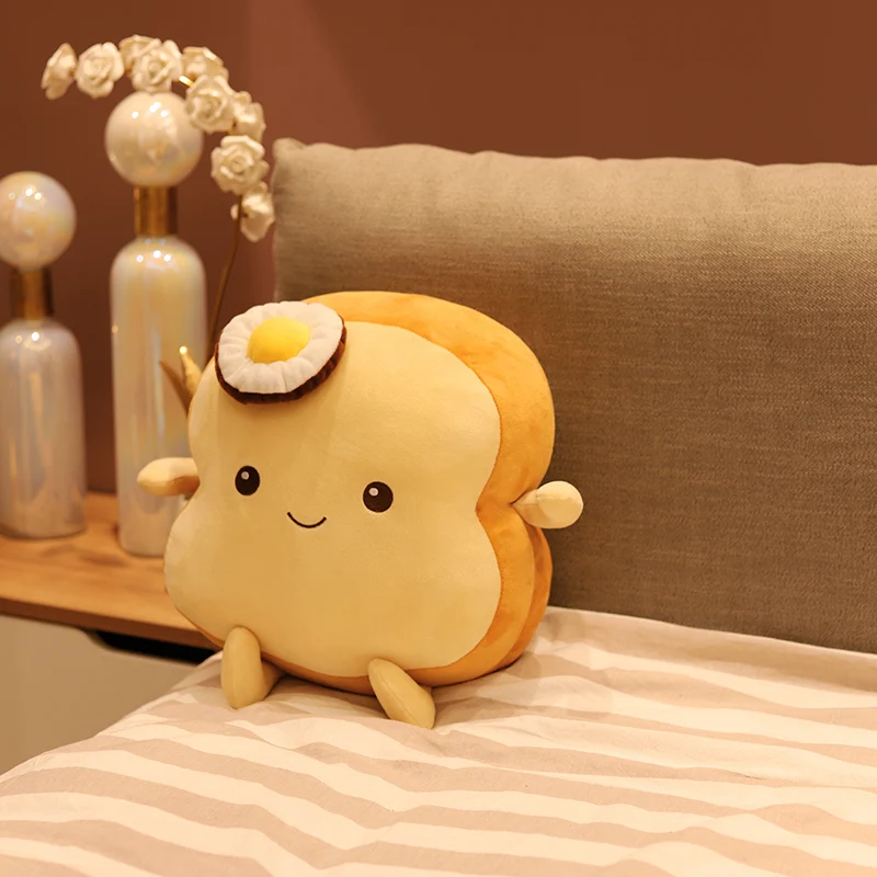 Plush Toys 25CM Cute Creative Toast Stuffed Pillow Soft Kawaii Bread Plush Toy Simulation Food Doll Sleep Pillow Cushion Kids Gift