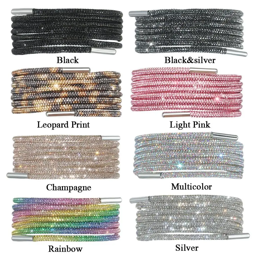 Luxury Rhinestone Shoelaces 1Pc Rainbow Diamond Shoe laces 100/120/140/160CM