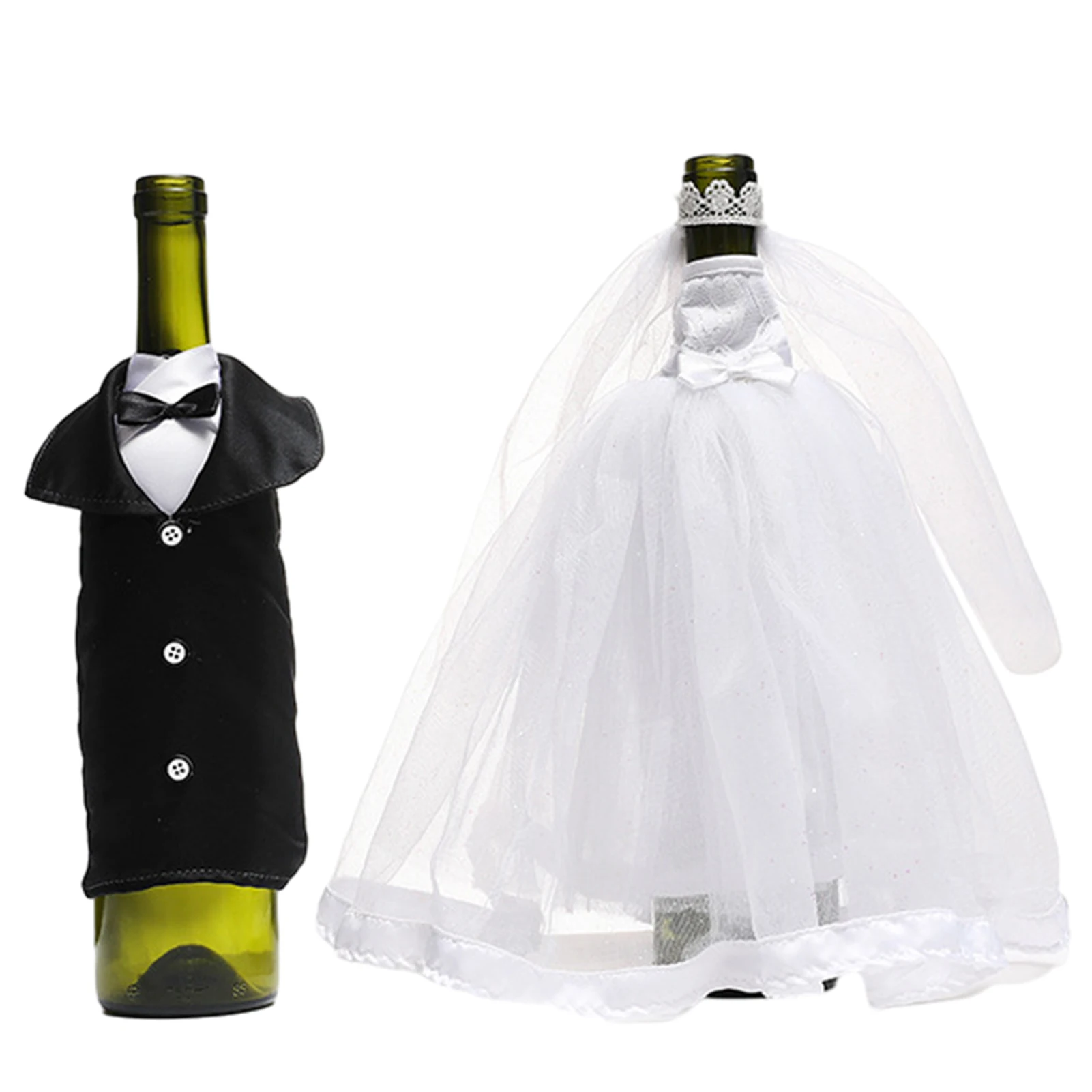 

Wine Bottle Covers for Bride and Groom, Couple Table Centerpieces, Champagne, Cute for Weddings, Candlelight Dinner, 4PCs
