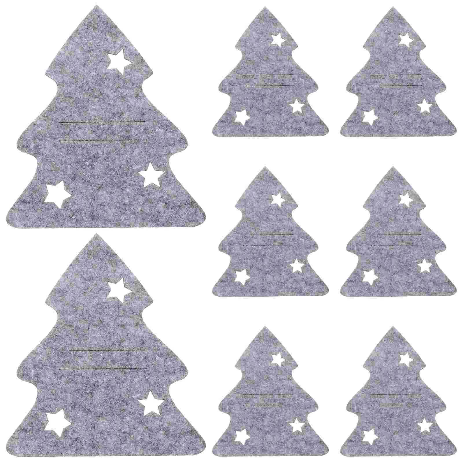 

8 Pcs Cutlery Set Christmas Tree Bag Banquet Silverware Decorations Felt Cloth Holder for Party