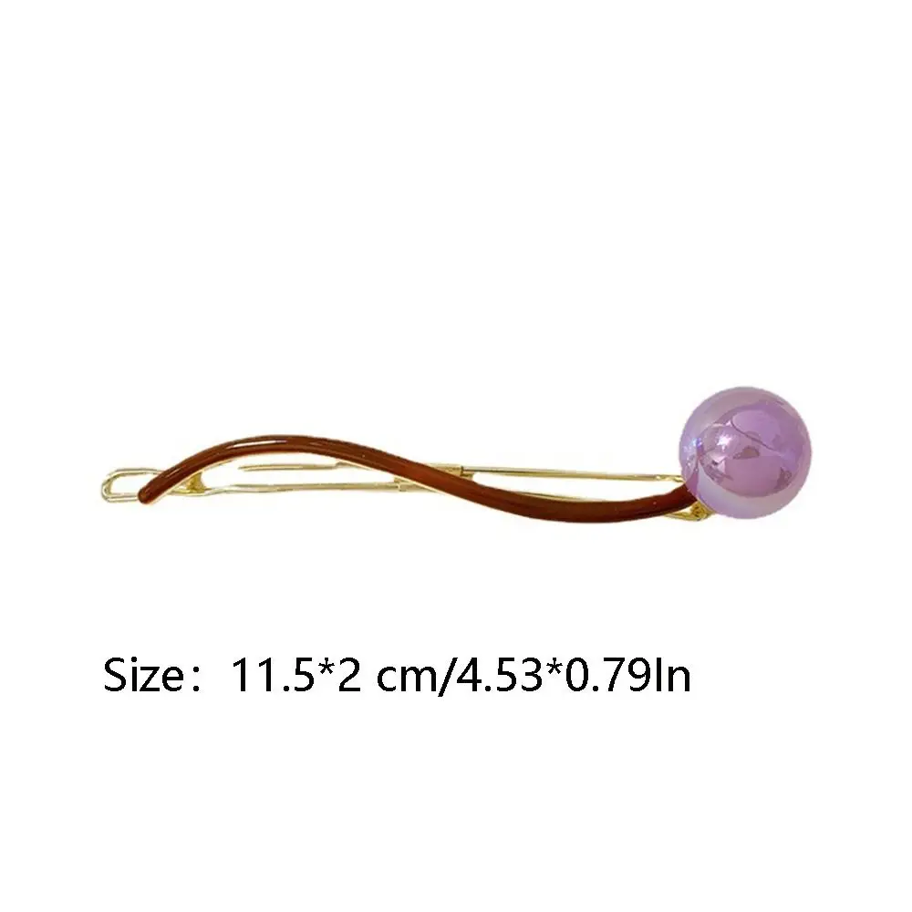 Korean Candy Color Lollipop Hairpin for Women Elegant Pearl Frog Buckle Metal Hair Clip Simple Headwear Hair Accessories