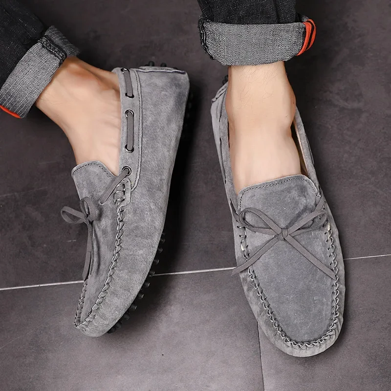 Fashionable Adult Casual Driver Loafers Suede Leather Male Formal Business Shoes Luxury Brand Popular Youth Wedding Shoes