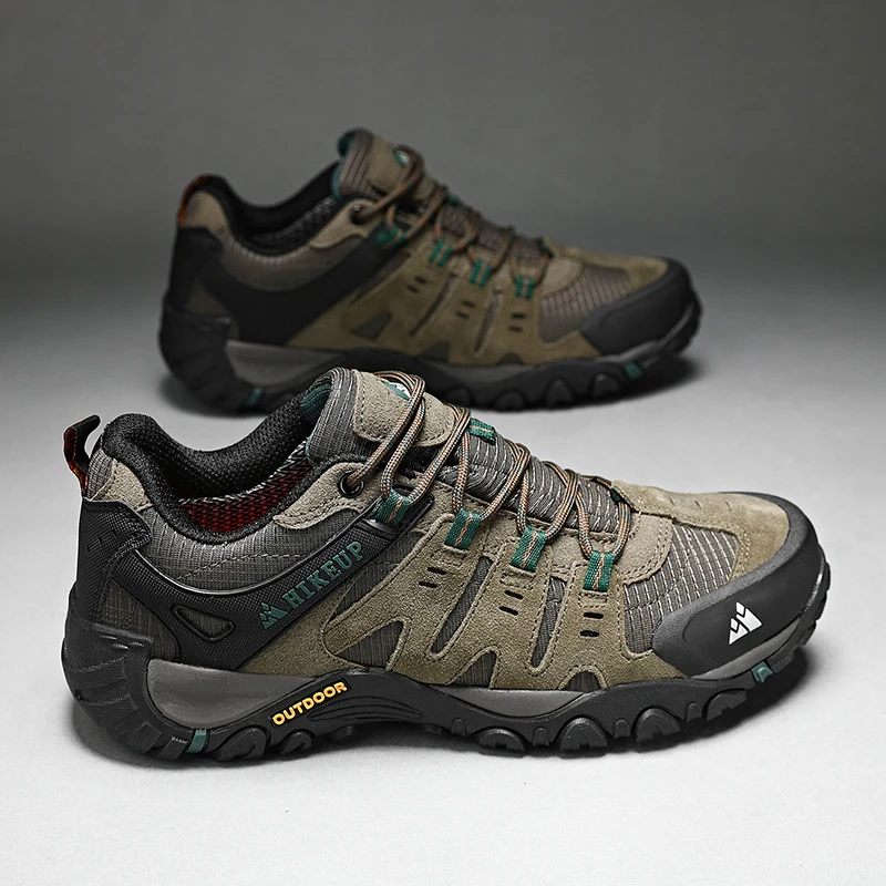 HIKEUP Men's Wear-Resistant Suede Leather Outdoor Hiking Sneakers