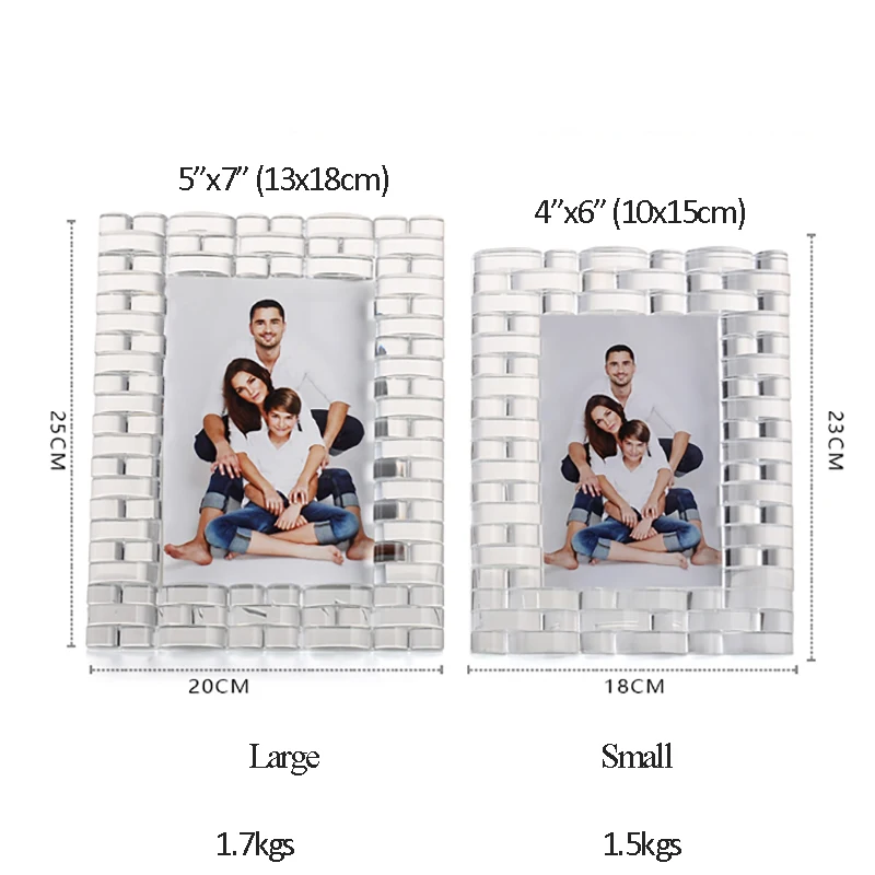 현대 직조 투명 크리스탈 테이블 사진 프레임, 직사각형, 4x6 및 5x7 인치, 가정 책상 장식, 결혼 선물