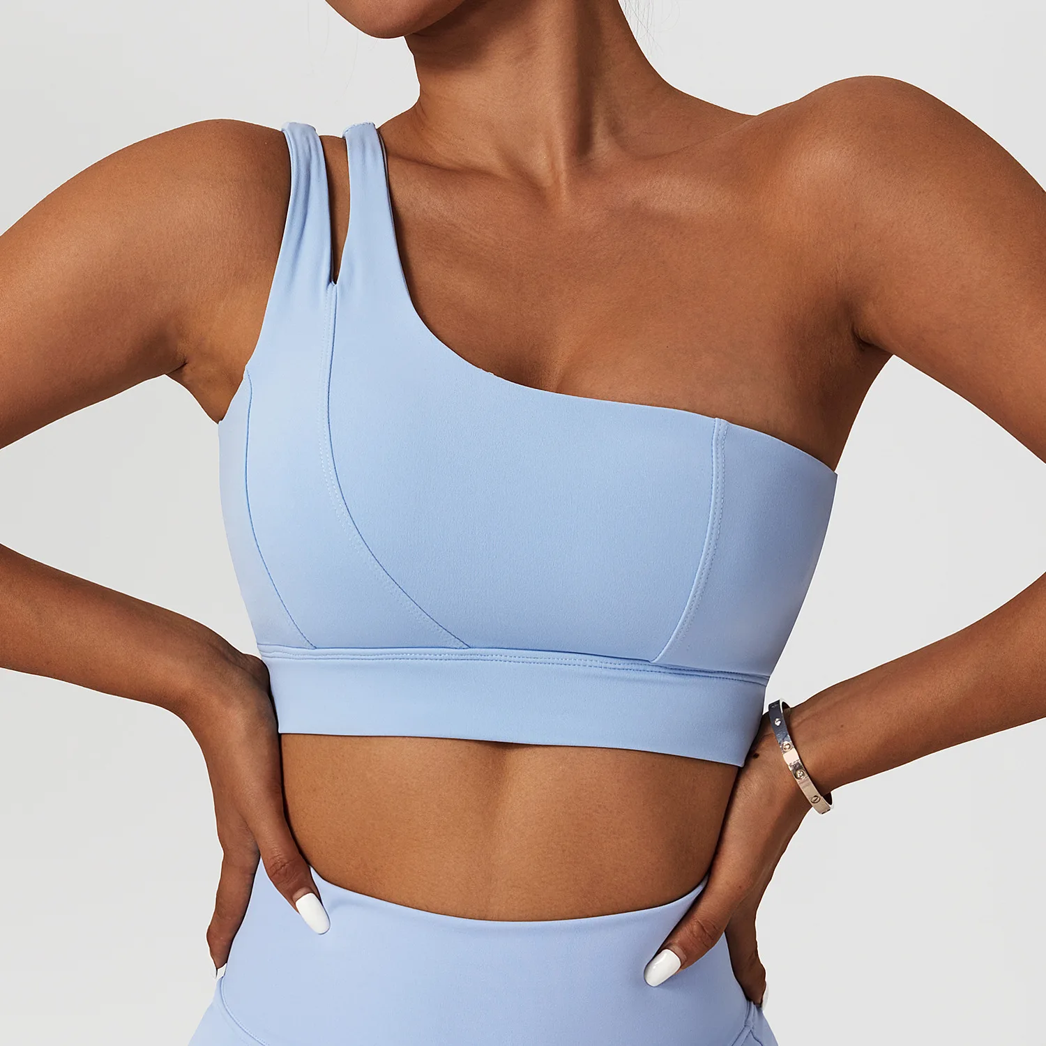 

Lulu. Sexy Women Sports Bra One Shoulder Fitness Underwear Push Up Yoga Crop Top Bras Solid Athletic Vest Fitness Nylon Top