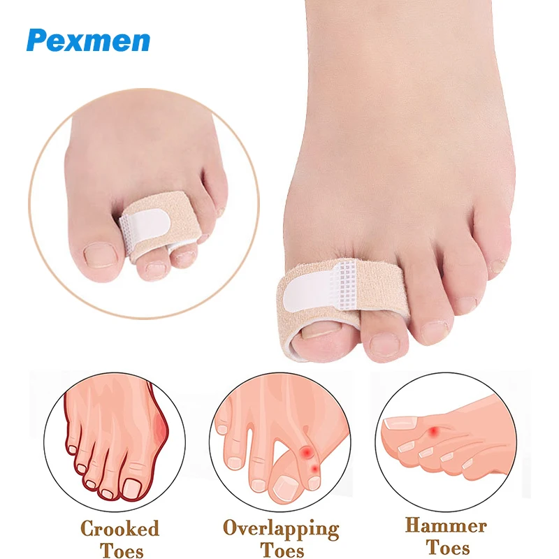 Pexmen 1/2/5Pcs Hammer Toe Straightener Toe Splint Wraps Bandages for Broken Crooked Overlapped and Hammertoes Foot Care Tool 1pc eccentric drill bit 6 12mm multifunction driver bits crooked head for ceramic tile plastic bubble bricks drilling power tool