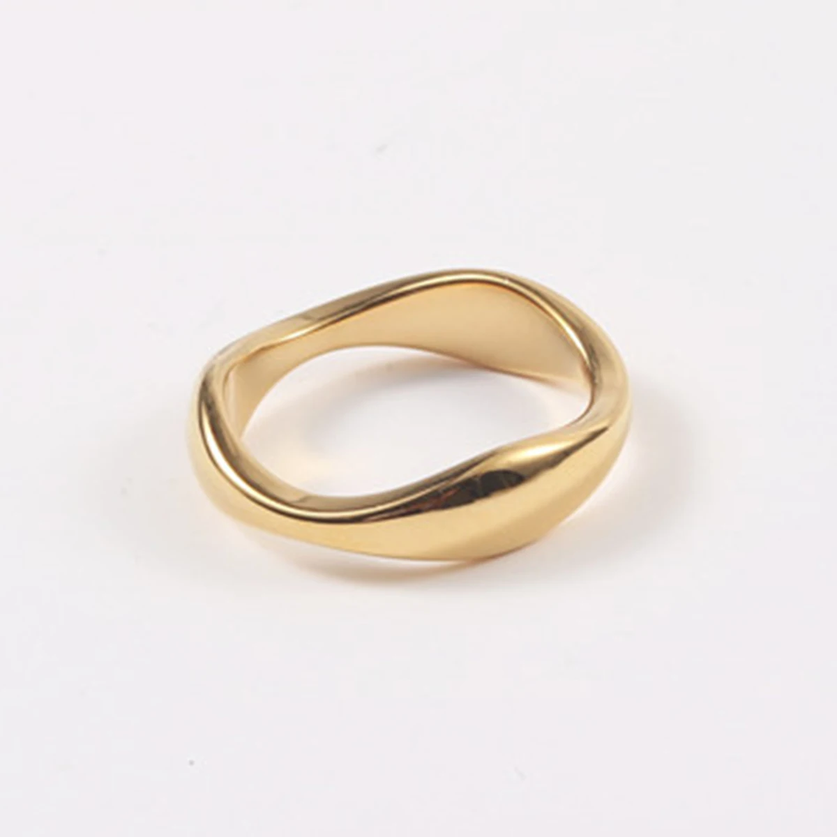 New Arrival Jewelry Geometric Stainless Steel Irregular Wavy Finger Ring for Women 2