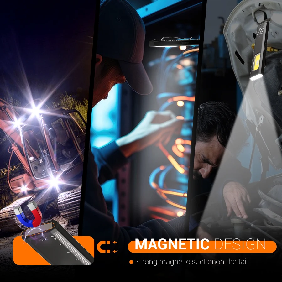 LED COB Schlüsselanhänger Taschenlampe USB-C wiederaufladbar 650LM tragbare EDC Taschenlampe Taschenlaterne Flut Notfall magnetische Arbeitsleuchte – Detail 3