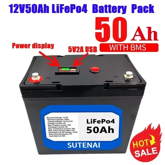 CHINS LiFePO4 Lithium Iron Battery 12V 50Ah for CCTV camera 