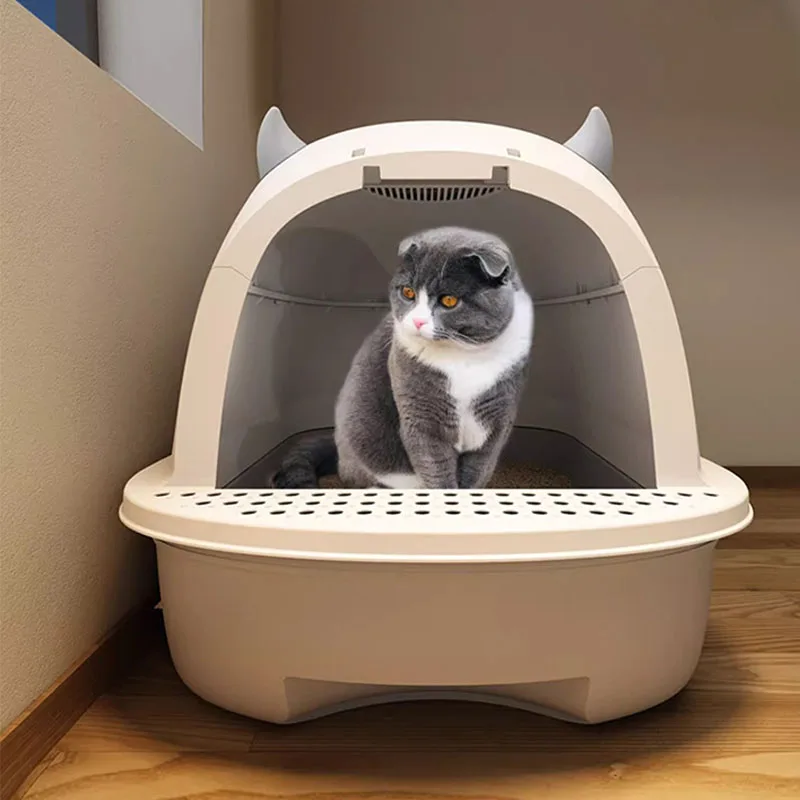 넓은 공간이 있는 반려동물 용품, 고양이 변기 상자, 항균 고양이 쓰레기통, 쓰레기 스쿱