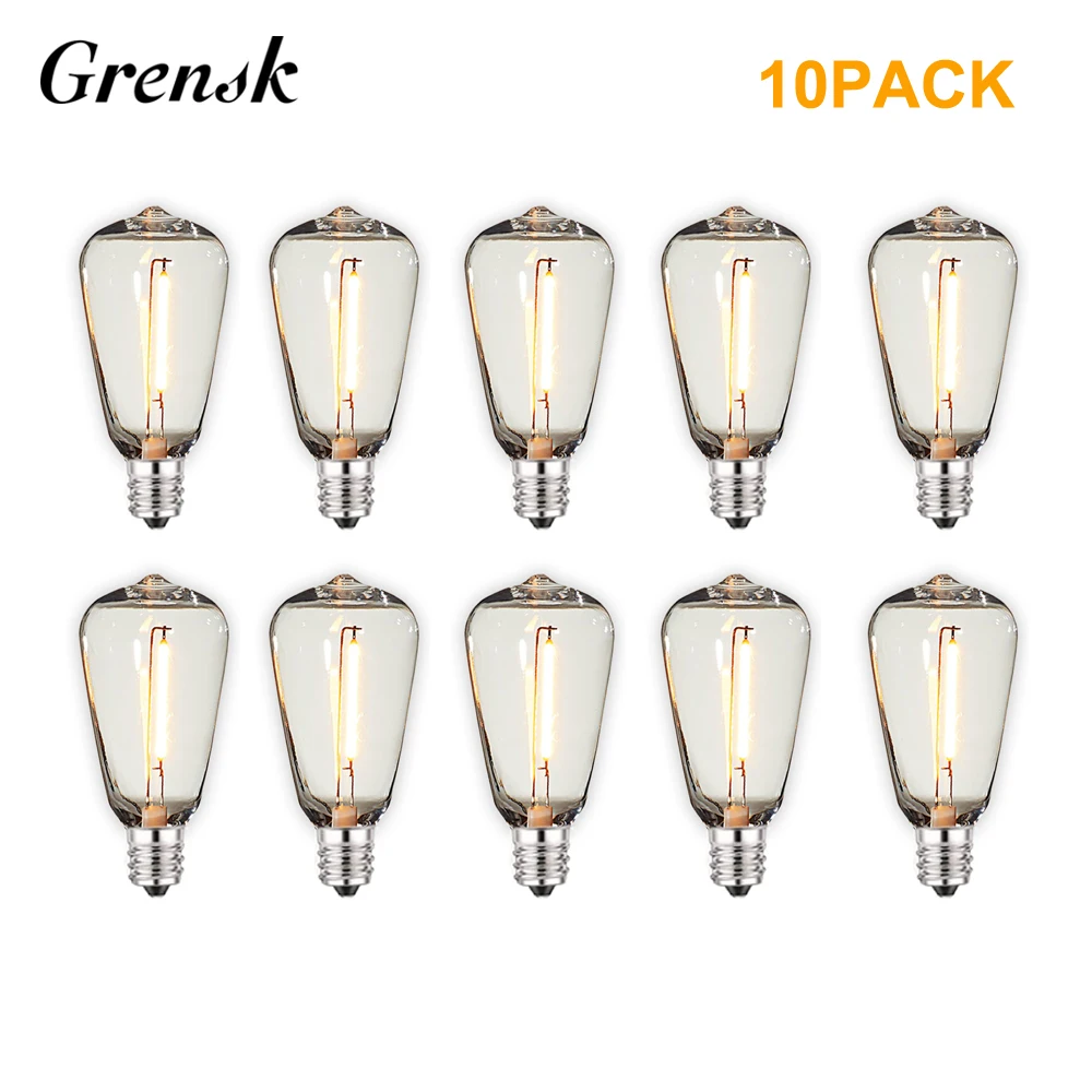 4Pack E12 Bulbi Edison Globe ST38,Lampadina di sostituzione bianca calda da 1W per luci a corda esterna ST38, bulbi impermeabili a prova di franco 2200k per decorazione esterna interna GLUROO