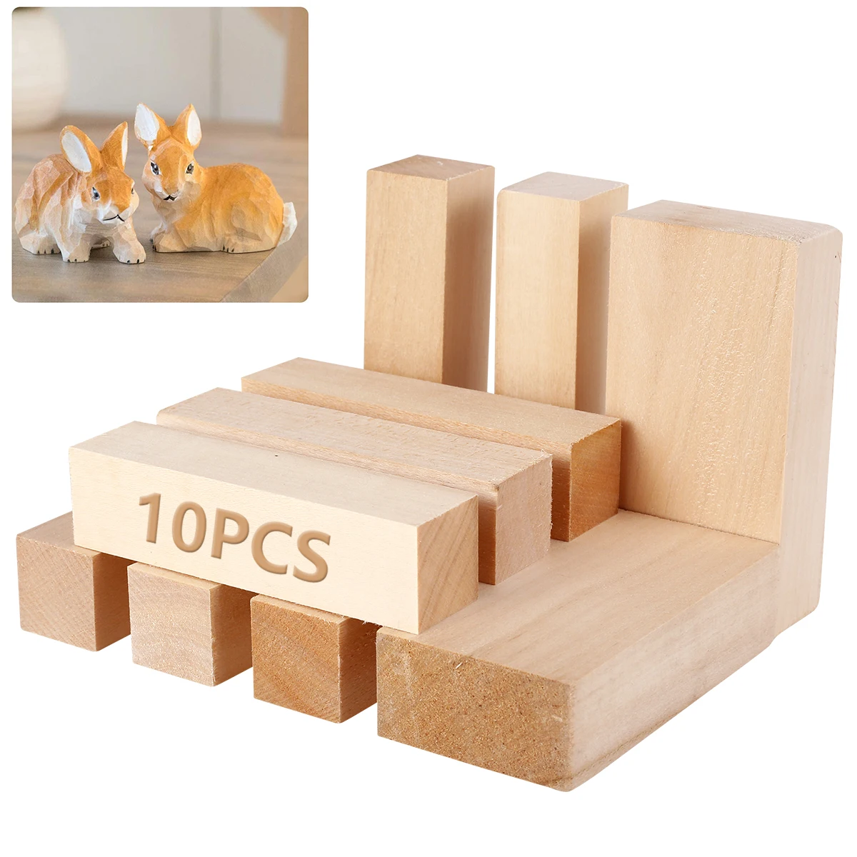 Description Picture 3 of item10/5Pcs Basswood Carving Block Unfinished Blank Solid Wood Block DIY Square Cubes Craft Board Model Building Carving Craft Block