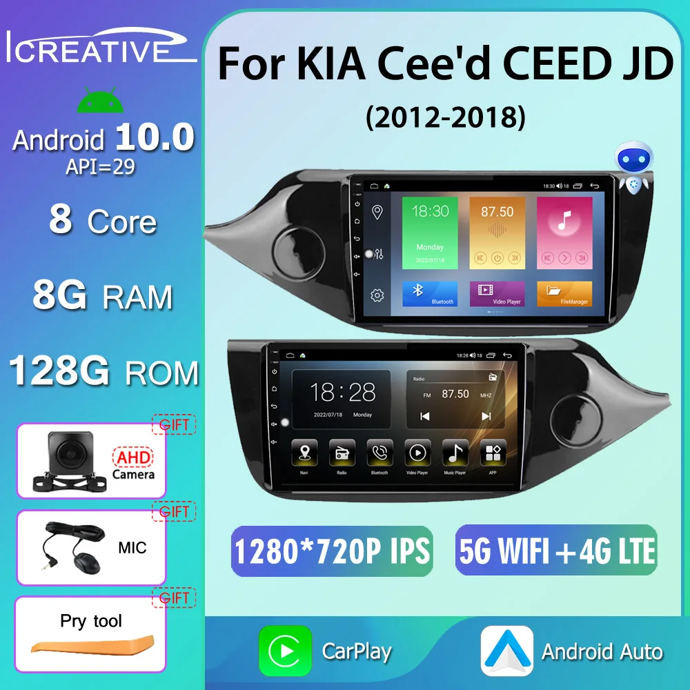 

8+128G QLED For KIA Cee'd CEED JD 2012 - 2018 Car Radio Multimedia Video Player Navigation GPS Stereo CarPlay No 2din DVD HU DSP