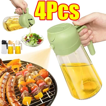Pulvérisateur d'huile d'olive de cuisson en plastique 2 en 1, 500ml, 1 à 4 pièces, Spray d'huile de cuisson pour friteuse à Air de cuisine, cuisson, salade, grillades, barbecue